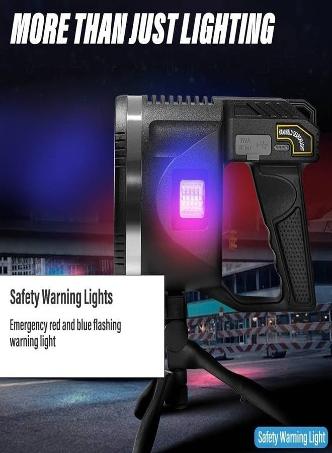 KEYOZA كشاف KEYOZA، كشاف قابل لإعادة الشحن بقوة 100000 لومن مع حامل ثلاثي القوائم، 6 أوضاع إضاءة، مقاوم للماء بمعيار IPX5، مصباح LED محمول للاستخدام الخارجي، كشاف بحث للصيد، والاستخدامات البحرية، والتخييم - Image 5